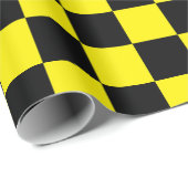 Geel en zwart gecontroleerd cadeaupapier (Rol Hoek)