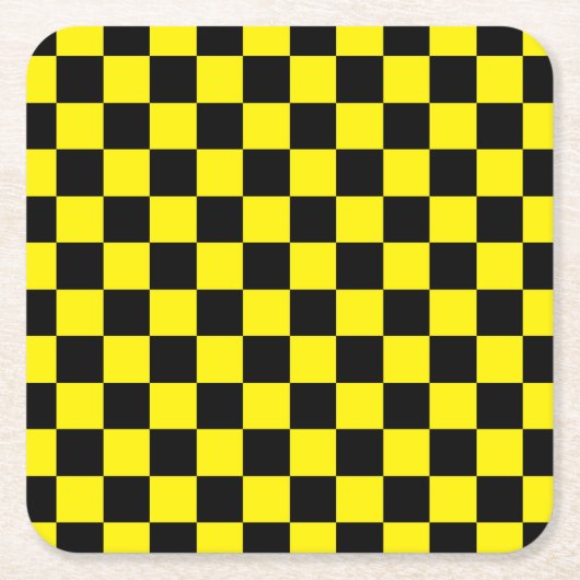 Geel en zwart gecontroleerd kartonnen onderzetters (Voorkant)
