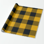 Geel en zwart Gecontroleerd vierkant buffel Cadeaupapier<br><div class="desc">aangepast verpakkingspapier</div>