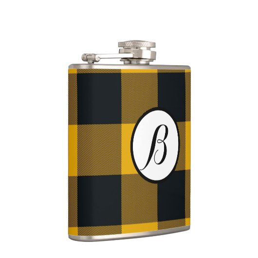 Geel en zwart Gecontroleerd vierkant buffel Heupfles (Rechts)