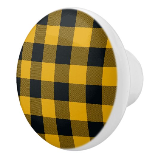 Geel en zwart Gecontroleerd vierkant buffel Keramische Knop (Rechts)