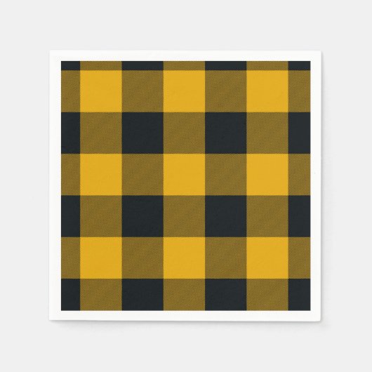Geel en zwart Gecontroleerd vierkant buffel Servet (Voorkant)