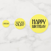 Geel en zwart gekleurd Deco Birthday Phrases Confetti (Voorkanten)