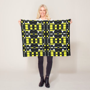 Geel en zwart geometrisch dekbed fleece deken