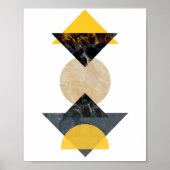 Geel en Zwart Geometrisch Kubisme Kunstwerk, Moder Poster (Voorkant)