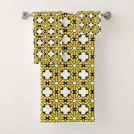 Geel en zwart geometrisch patroon  bad handdoek