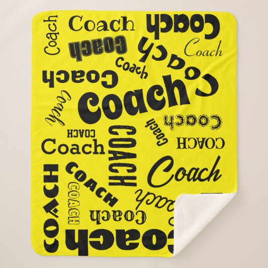 Geel en Zwart Gepersonaliseerde Coach Gift Name Ar Sherpa Deken (Voorkant)