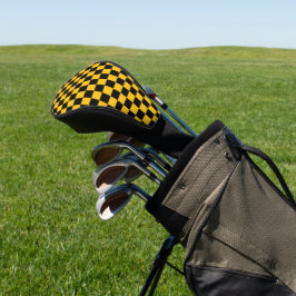 Geel en zwart geruit motief golfheadcover