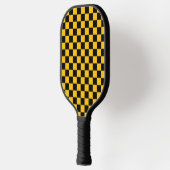 Geel en zwart geruit motief pickleball paddle (Links)