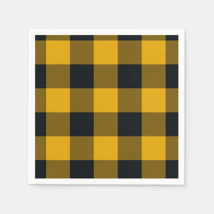Geel en zwart geruit vierkant Buffalo Plaid Servet