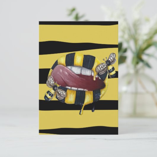 Geel en zwart gestreept bedankkaart (Staand voorkant)