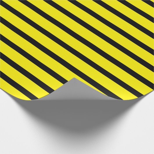 Geel en zwart gestreept cadeaupapier (Hoek)