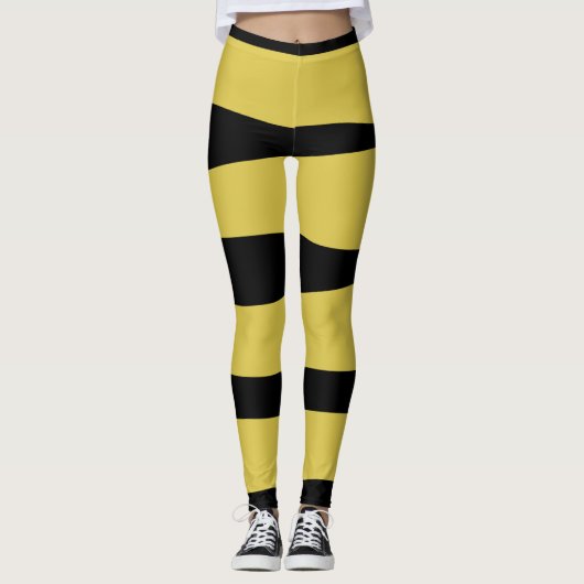 Geel en zwart gestreept leggings (Voorkant)