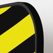 Geel en zwart gestreept pickleball paddle (Links Detail)