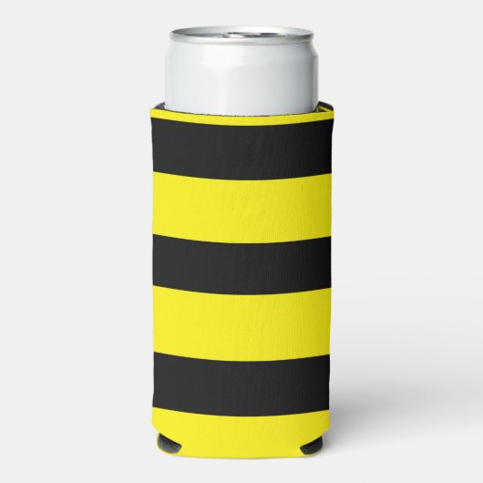 Geel en zwart gestreept seltzer blikjeskoeler (Seltzer Voorkant)