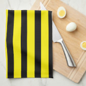 Geel en zwart gestreept theedoek (Quarter Fold)