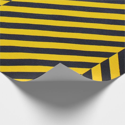Geel en zwart gestreepte textiel cadeaupapier (Hoek)