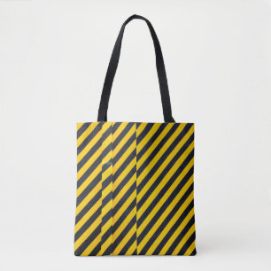 Geel en zwart gestreepte textiel tote bag