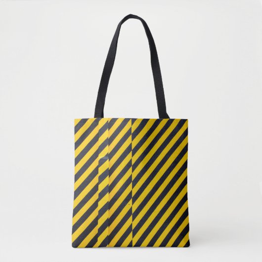 Geel en zwart gestreepte textiel tote bag (Voorkant)