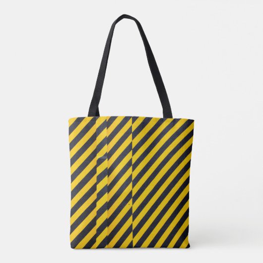 Geel en zwart gestreepte textiel tote bag (Achterkant)
