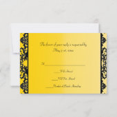 Geel en Zwart  Hart Weddenschap RSVP Kaartje (Achterkant)