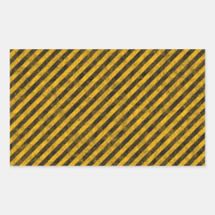 Geel en zwart Hazard Stripes Textuur Rechthoekige Sticker