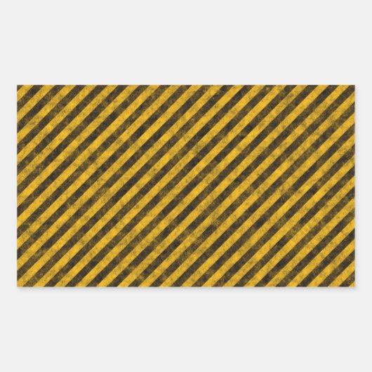 Geel en zwart Hazard Stripes Textuur Rechthoekige Sticker (Voorkant)