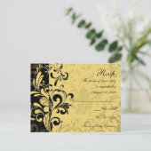 Geel en Zwart Hedendaagse Swirl RSVP Reactie Uitnodiging Briefkaart (Staand voorkant)