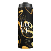 Geel en zwart Klassiek Abstract ontwerp Thermosbeker (Voorkant)