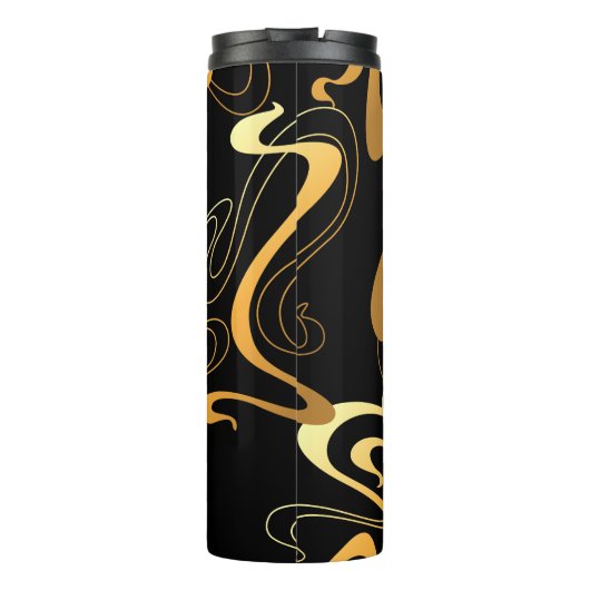 Geel en zwart Klassiek Abstract ontwerp Thermosbeker (Achterkant)