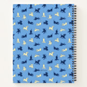 Geel en Zwart Lab Puppies Blauw Custom Large Notitieboek (Achterkant)