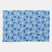 Geel en Zwart Lab Puppies Schattige Fun Blue Theedoek (Horizontaal)