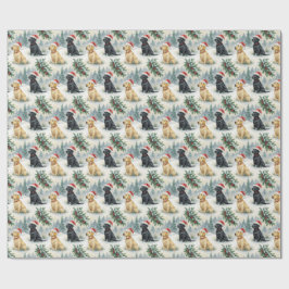 Geel en zwart Labrador Kerstcadeaupapier Cadeaupapier