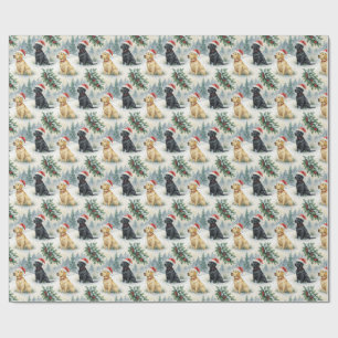 Geel en zwart Labrador Kerstcadeaupapier Cadeaupapier