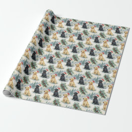 Geel en zwart Labrador Kerstcadeaupapier Cadeaupapier