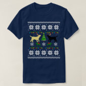 Geel en zwart labrador Ugly Kerstpattern T-shirt (Design voorkant)