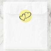Geel en zwart liefde harten bruiloft, Verloving Ronde Sticker (Tas)