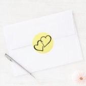Geel en zwart liefde harten bruiloft, Verloving Ronde Sticker (Envelop)