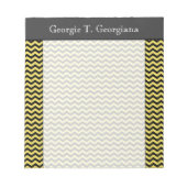 Geel en zwart looplijnpatroon + aangepaste naam notitieblok (Voorkant)