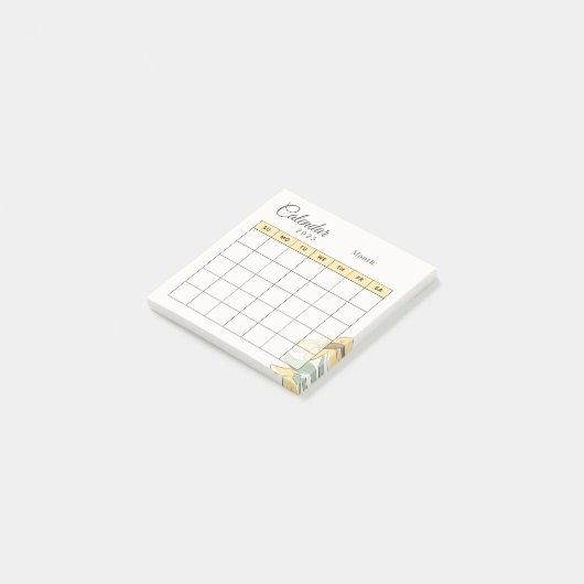 Geel en zwart Maandelijkse Planner Kalender Post-it® Notes (Schuin)