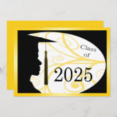 Geel en zwart Man Silhouette 2025 Kaart (Voorkant / Achterkant)