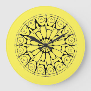Geel en zwart Mandala Grote Klok