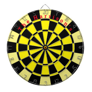 geel en zwart met aangepaste tekst dartbord