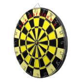  geel en zwart met aangepaste tekst dartbord (Voorkant Rechts)