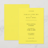 Geel en zwart minimalistisch modern save the date (Voorkant / Achterkant)