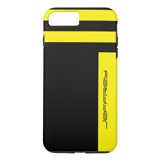 Geel en zwart minimalistisch Stripe Aangepaste Naa Case-Mate iPhone Case (Achterkant)