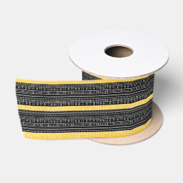 Geel en zwart Modern Mudcloth Satijn Lint