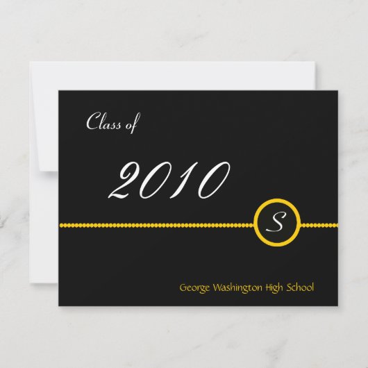 Geel en zwart Monogram Afstudeerder Fotouitnodigin Kaart (Voorkant)