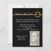 Geel en zwart Monogram Afstudeerder Fotouitnodigin Kaart (Achterkant)