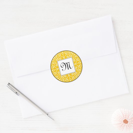Geel en zwart Monogram Sticker (Envelop)